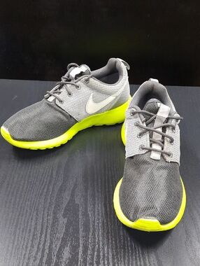 Nike Gray Mesh Sneakers with Neon Yellow Soles